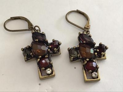 Rhinestone Cross Earrings
