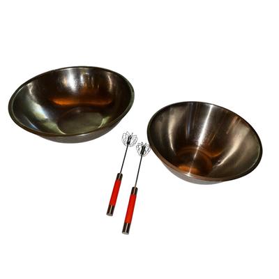 Two Large Aluminum Mixing Bowls (18" & 13") & 2 Hand MIxers