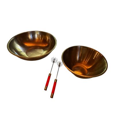 Two Large Aluminum Mixing Bowls (18" & 13") & 2 Hand MIxers