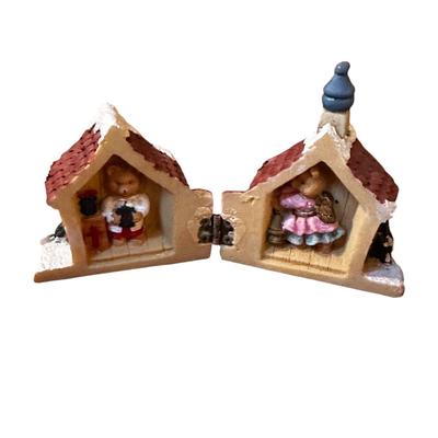 Christmas Swan Tray (Papier Mache) by Silvestri & 2 Decor Mini Houses