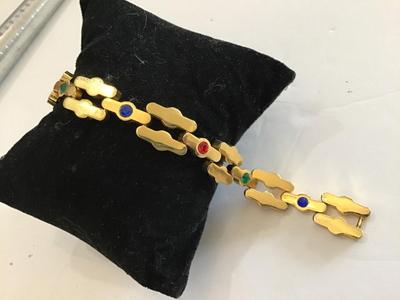 Reversible Gold Tone Jeweled Bracelet