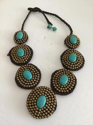 Boho Stone Necklace. Handcrafted