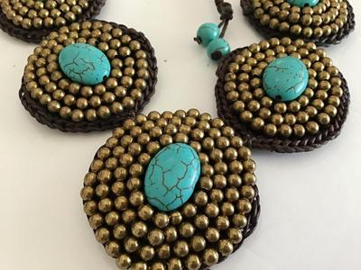 Boho Stone Necklace. Handcrafted