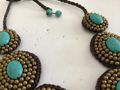 Boho Stone Necklace. Handcrafted