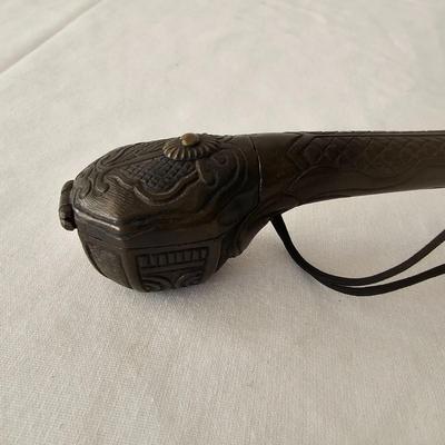 Japanese Brass Yatate Ink Pots, Kiseru Pipe & Meiji Era-Style Letter Opener (DR-JS)