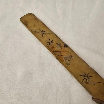 Japanese Brass Yatate Ink Pots, Kiseru Pipe & Meiji Era-Style Letter Opener (DR-JS)