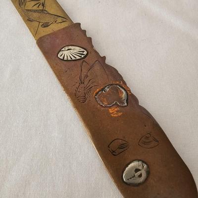 Japanese Brass Yatate Ink Pots, Kiseru Pipe & Meiji Era-Style Letter Opener (DR-JS)