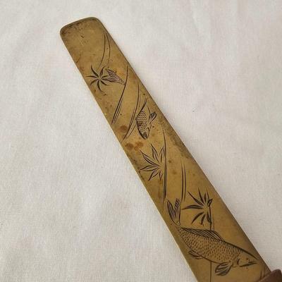 Japanese Brass Yatate Ink Pots, Kiseru Pipe & Meiji Era-Style Letter Opener (DR-JS)