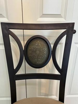 Glass & Metal Dining Set with 4 Upholstered Chairs