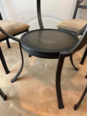 Glass & Metal Dining Set with 4 Upholstered Chairs