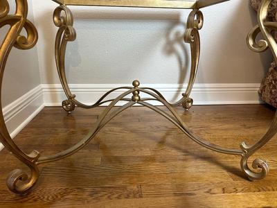 Glass Top Side Table with Gold-Finished Base