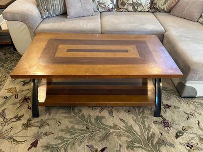 Wood & Metal Coffee Table and End Tables Set