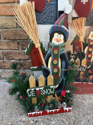 Wooden Snowman Holiday Sculpture with Box