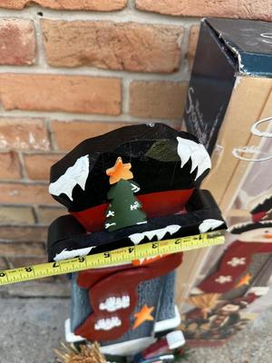 Wooden Snowman Holiday Sculpture with Box