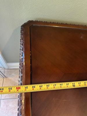 Carved Wood Game Table with Chess & Backgammon Tops