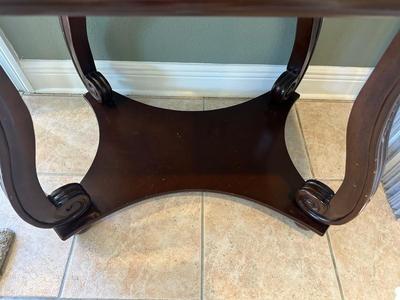 Carved Wood Game Table with Chess & Backgammon Tops