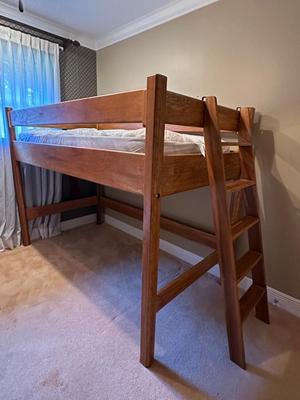 Handmade Solid Wood Loft Bed with Ladder
