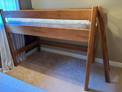 Handmade Solid Wood Loft Bed with Ladder