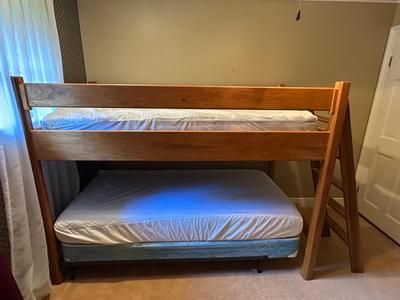 Handmade Solid Wood Loft Bed with Ladder