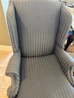 Blue Upholstered Wingback Chair