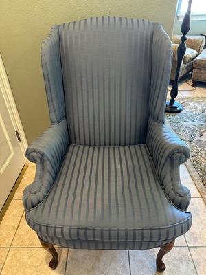 Blue Upholstered Wingback Chair