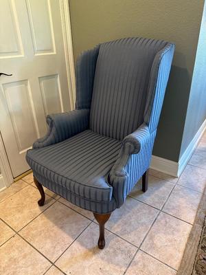 Blue Upholstered Wingback Chair