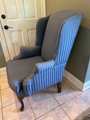 Blue Upholstered Wingback Chair