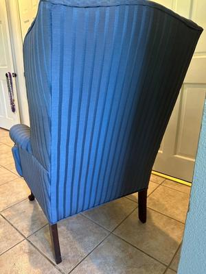 Blue Upholstered Wingback Chair