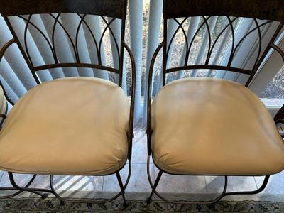 Set of 3 Metal Bar-Height Stools with Cushioned Seats