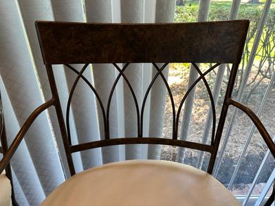 Set of 3 Metal Bar-Height Stools with Cushioned Seats