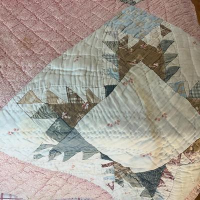 Sale Photo Thumbnail #1136: Has staining in certain spots and fading.  signs of wear due to age 
Measures: 84.5" long x 80" wide