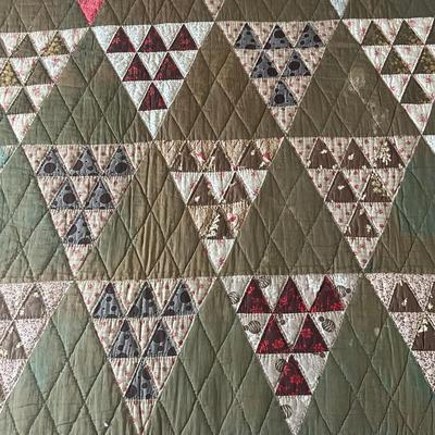 Sale Photo Thumbnail #1163: Does have multiple stains on front and back of quilt, see photos
Measures: 80" wide x 84" long
