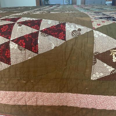 Sale Photo Thumbnail #1166: Does have multiple stains on front and back of quilt, see photos
Measures: 80" wide x 84" long
