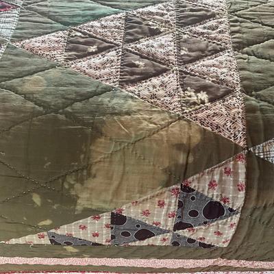 Sale Photo Thumbnail #1162: Does have multiple stains on front and back of quilt, see photos
Measures: 80" wide x 84" long