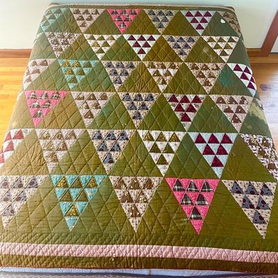 Sale Photo Thumbnail #1167: Does have multiple stains on front and back of quilt, see photos
Measures: 80" wide x 84" long