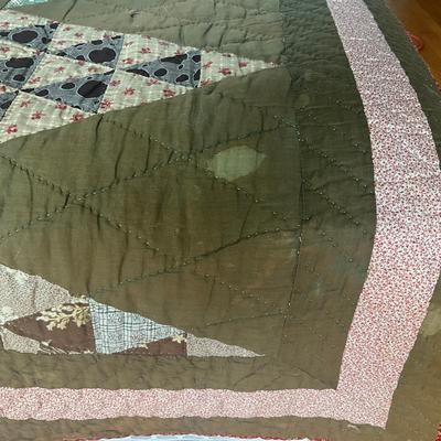 Sale Photo Thumbnail #1165: Does have multiple stains on front and back of quilt, see photos
Measures: 80" wide x 84" long