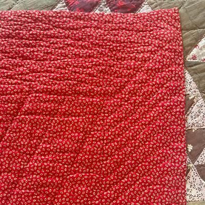Sale Photo Thumbnail #1161: Does have multiple stains on front and back of quilt, see photos
Measures: 80" wide x 84" long