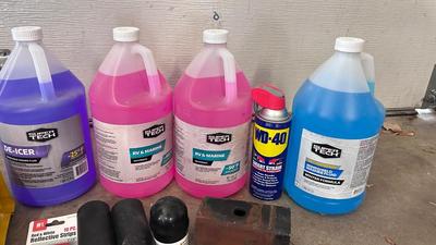 TRAILER HITCH LOCK, RV ANTIFREEZE, REFLECTIVE STRIPS, FLARES, WHEEL CHOCK, AND MORE!