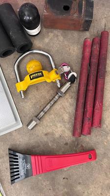 TRAILER HITCH LOCK, RV ANTIFREEZE, REFLECTIVE STRIPS, FLARES, WHEEL CHOCK, AND MORE!
