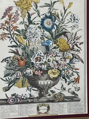 Set of 4 Colonial Style Floral Anniversary Framed Prints