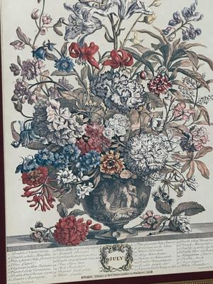 Set of 4 Colonial Style Floral Anniversary Framed Prints