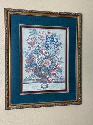 Set of 4 Colonial Style Floral Anniversary Framed Prints