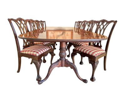 Furniture - Chippendale Table & 8 Chairs Ball & Claw with 2 leaves. Excellent Condition