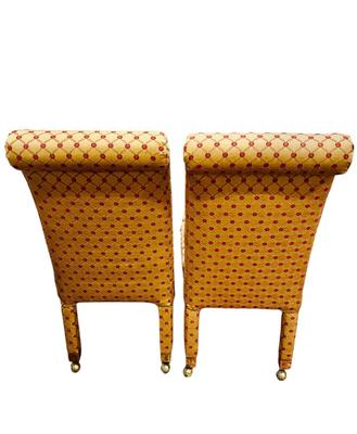 Furniture - 4 custom roll back upholstered chairs - one shows more wear