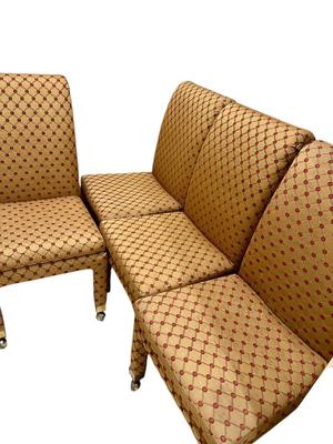 Furniture - 4 custom roll back upholstered chairs - one shows more wear