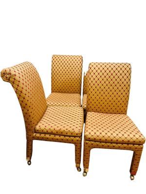 Furniture - 4 custom roll back upholstered chairs - one shows more wear