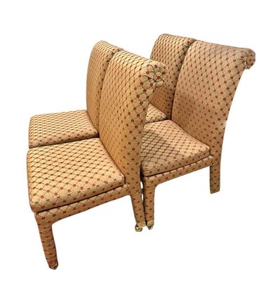 Furniture - 4 custom roll back upholstered chairs - one shows more wear