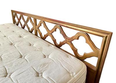 Furniture - King Size Master bed by Bragada w/ Hollywood Regency Gilt headboard & Botanical Art Prints - bedding sold separately
