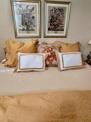 Linens - King Bedding - Sheets, Bedspread, Throws, Shams, Pillows, Dust Ruffle, - Art & Bed sold separately