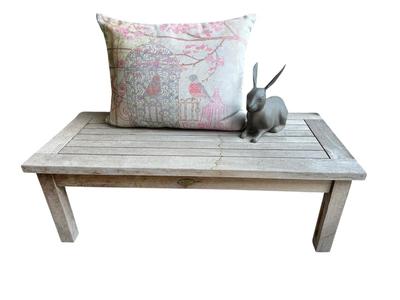 Patio - Outdoor Bench, Pillow & Iron Bunny